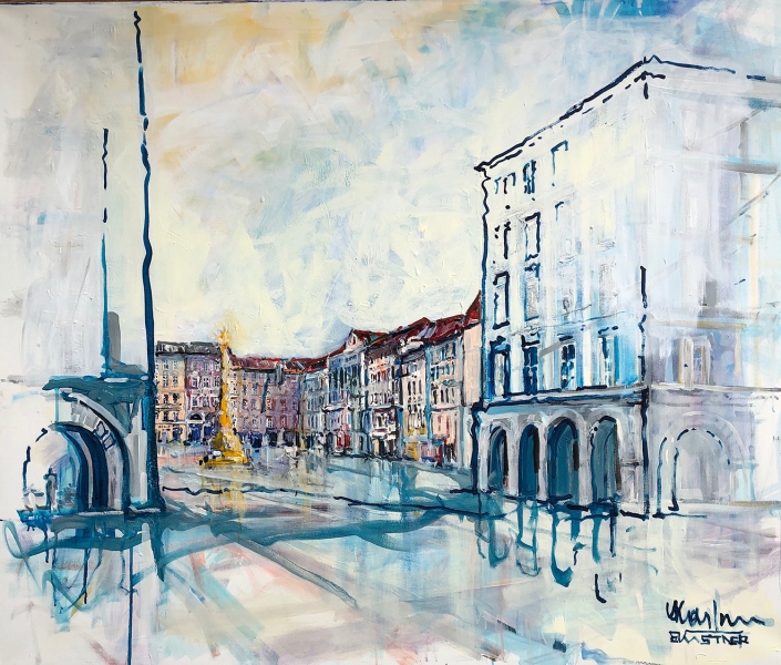 Erwin Kastner Acryl Linz Hauptplatz